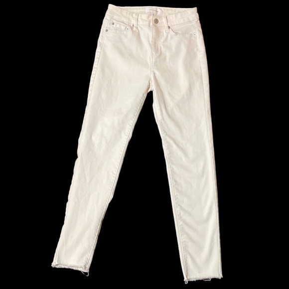 Pop sugar off white raw hem skinny jeans pants 4 - Picture 1 of 8